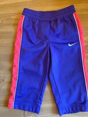 Nike Baby Size 12M Purple Pink Strip Elastic Waist Straight Leg Athletic Pants